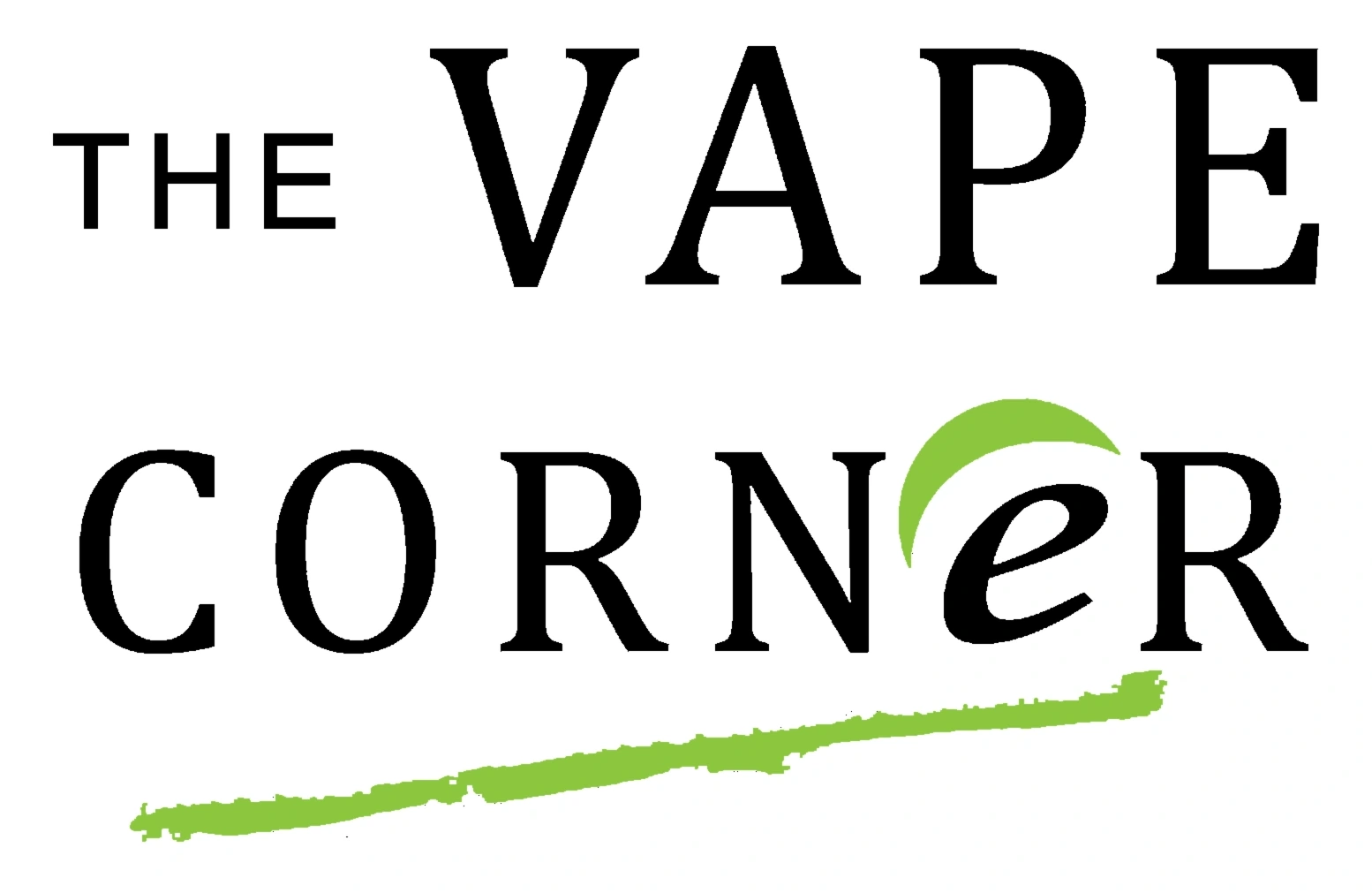 The Vape Corner — αυθεντικό λογότυπο, καθαρό μαύρο και πράσινο
